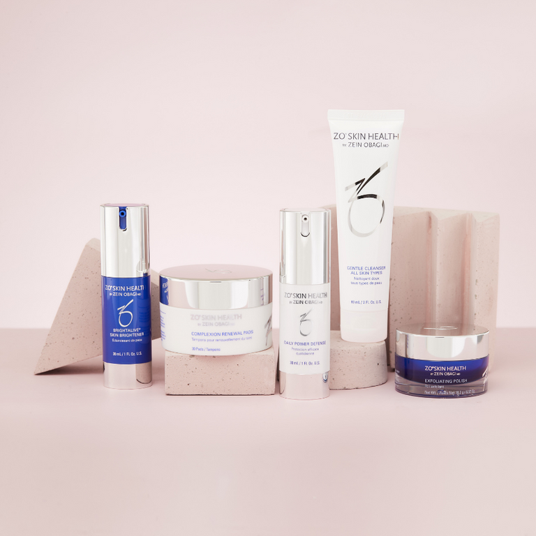 a selection of brightening ZO skincare products
