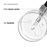 Skincare product with labeled key ingredients on a white background