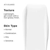 Product packaging with texture and skin type information on a white background