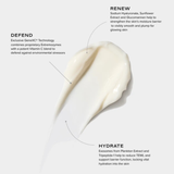 Skincare product with text detailing renewal, defense, and hydration benefits on a light background IS Clinical Daily Dynamic Hydrator