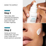 Step-by-step guide on applying SkinCeuticals Redness Neutralizer with text and close-up of product.